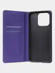Фиолетовый чехол-книжка для Redmi 12C / Poco C55 из нубука Super Creative