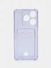 Лавандовый чехол противоударный Tecno Spark 10 / 10C, Спарк 10 / 10С прозрачный, с карманом для карты