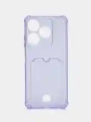 Лавандовый чехол противоударный Tecno Spark 10 / 10C, Спарк 10 / 10С прозрачный, с карманом для карты