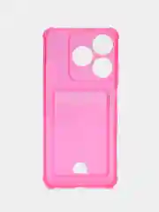 Фуксия чехол противоударный Tecno Spark 10 / 10C, Спарк 10 / 10С прозрачный, с карманом для карты