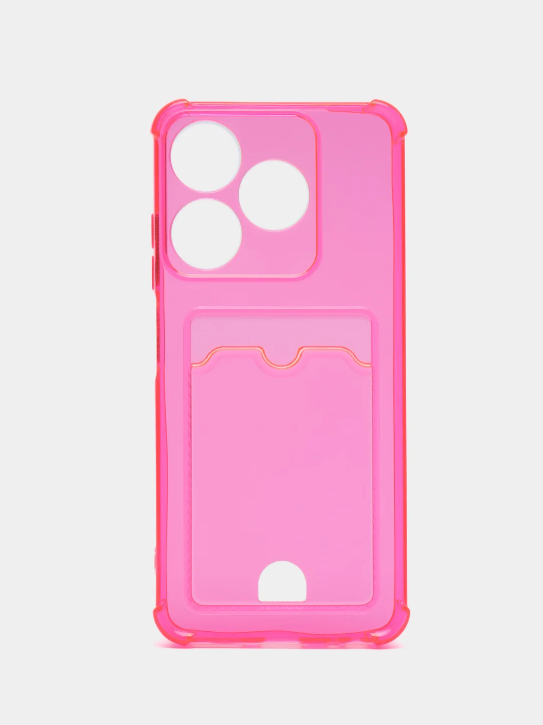 Фуксия чехол противоударный Tecno Spark 10 / 10C, Спарк 10 / 10С прозрачный, с карманом для карты