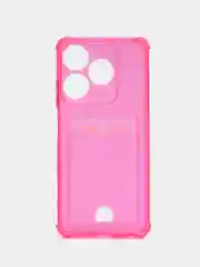 Фуксия чехол противоударный Tecno Spark 10 / 10C, Спарк 10 / 10С прозрачный, с карманом для карты