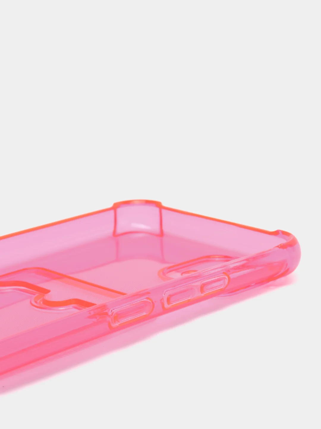 Розовый чехол противоударный Realme C11 2021, C20, прозрачный с карманом для карты