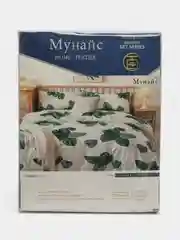 Зеленый комплект постельного белья 2-х спальный Хлопок / Постельное белье Евро, 1,5 спальное