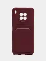 Бордовый чехол силиконовый для Honor 50 Lite, Huawei Nova 8i, Хонор 50 Лайт, с карманом для карты