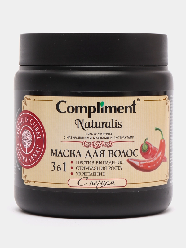 Маска для волос Compliment naturalis, 3в1, против выпадения, с перцем, 500 мл