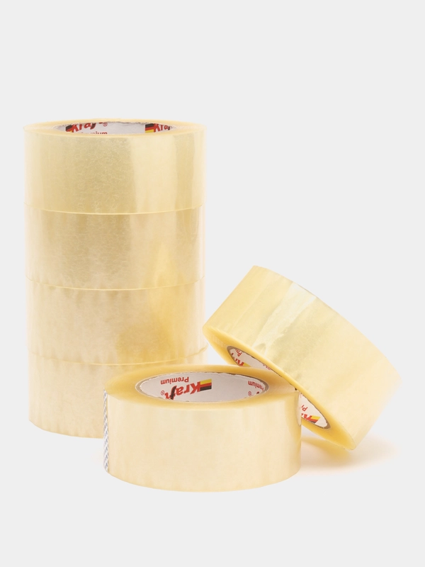 Скотч Kraft Premium широкий универсальный, прозрачный, набор из 6 штук, 48 мм x 150 м