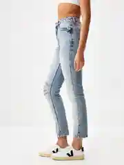 Индиго джинсы женские Sela MOM FIT, с разрезами