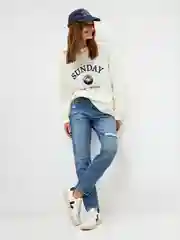 Индиго джинсы женские Sela MOM FIT, с разрезами