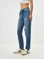 Индиго джинсы женские Sela MOM FIT, с разрезами