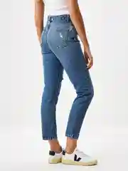 Индиго джинсы женские Sela MOM FIT, с разрезами