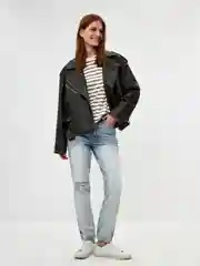 Синий джинсы женские Sela MOM FIT, с разрезами