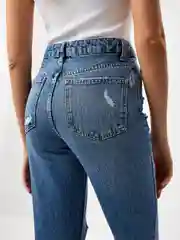 Индиго джинсы женские Sela MOM FIT, с разрезами