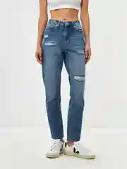 Индиго джинсы женские Sela MOM FIT, с разрезами