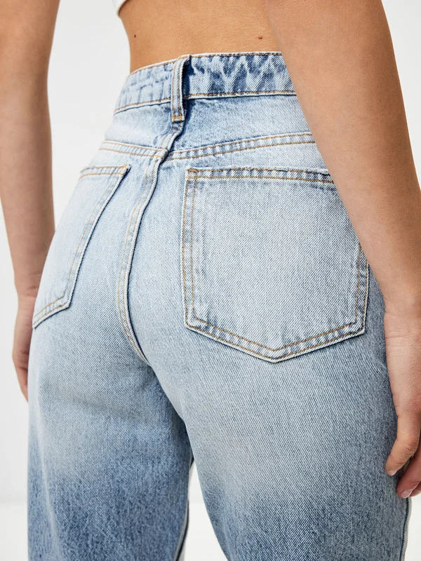 Индиго джинсы женские Sela MOM FIT, с разрезами