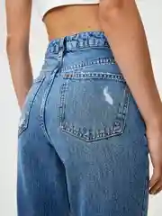 Индиго джинсы женские Sela MOM FIT, с разрезами