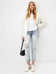 Синий джинсы женские Sela MOM FIT, с разрезами