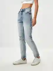 Индиго джинсы женские Sela MOM FIT, с разрезами
