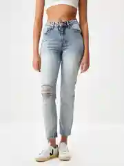 Индиго джинсы женские Sela MOM FIT, с разрезами
