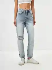 Индиго джинсы женские Sela MOM FIT, с разрезами