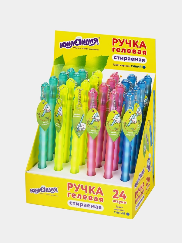 Ручка стираемая гелевая Юнландия Горошек, Синяя, корпус ассорти, 143669