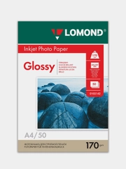 Фотобумага глянцевая, А4, 170 г/м2, односторонняя, 50 листов, Lomond, 0102142