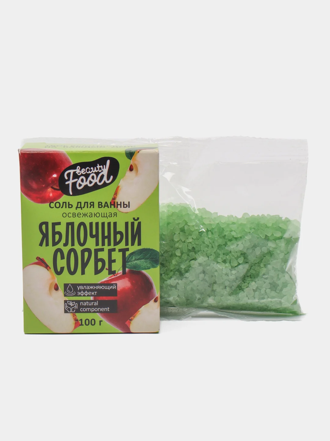Зеленый соль для ванны, с ароматами инжир / папайя / манго / клубника / малина / лимон / апельсин / яблоко, 100 г