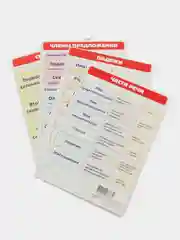 Лайм обучающая карточка А5 по Русскому языку: падежи, части речи, члены предложения, склонения