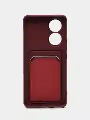 Бордовый чехол Honor 50, Huawei Nova 9, Хонор 50, Хуавей Нова 9 силиконовый, с карманом для карты