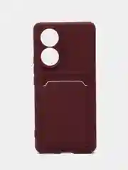 Бордовый чехол Honor 50, Huawei Nova 9, Хонор 50, Хуавей Нова 9 силиконовый, с карманом для карты