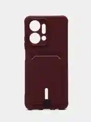 Багровый чехол для Huawei Honor X7a (Хуавей Хонор Х7а) силиконовый, с карманом для карты