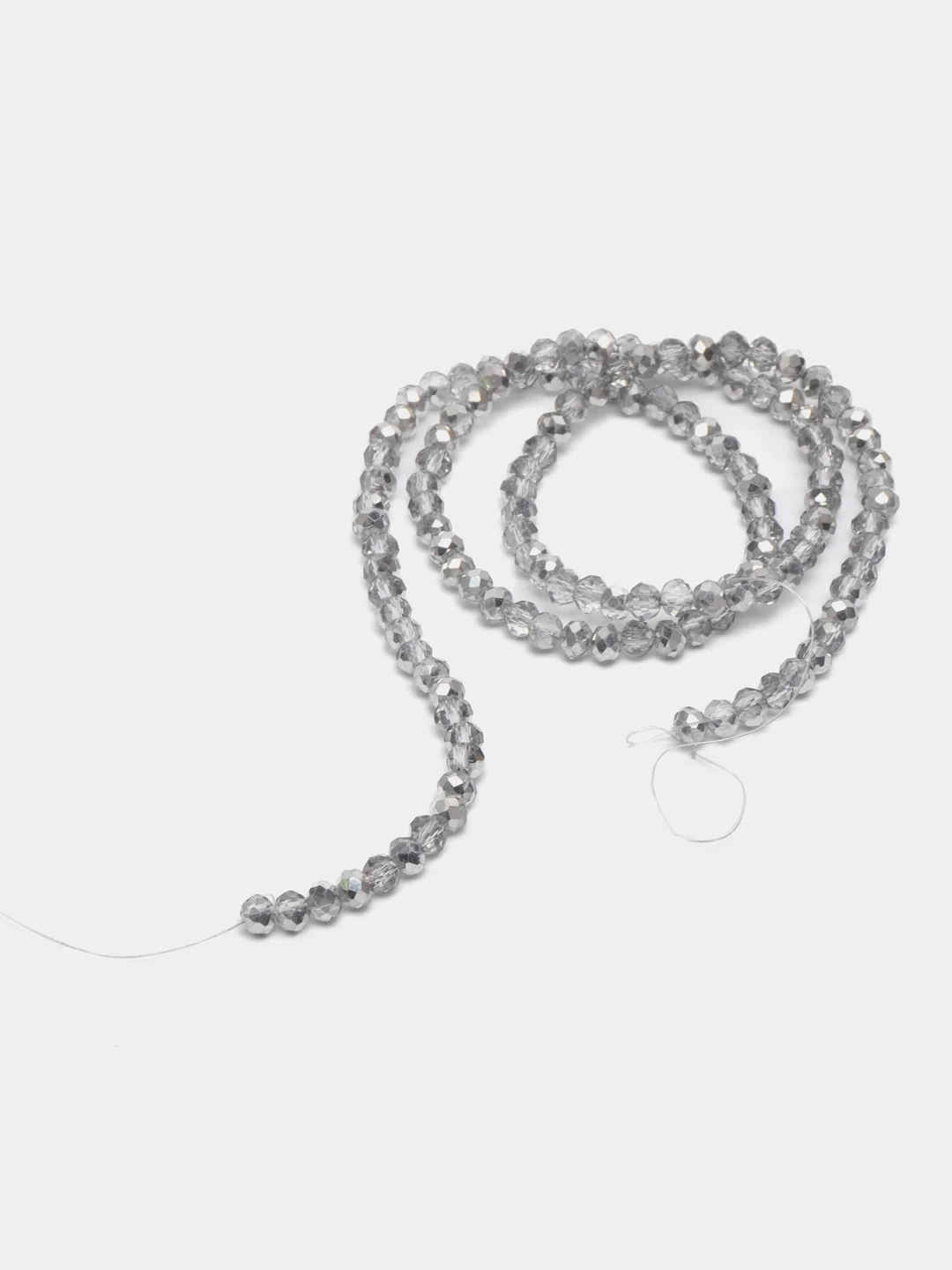 Серебряный бусины рондели стеклянные граненые