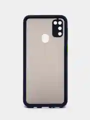 Темно-синий samsung Galaxy M21 / M30s, Галакси М21, М30с чехол матовый силиконовый с цветными кнопками