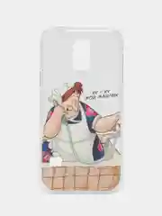 Бежевый чехол с принтом с приколом + защитная пленка для Samsung S5 / S5 mini
