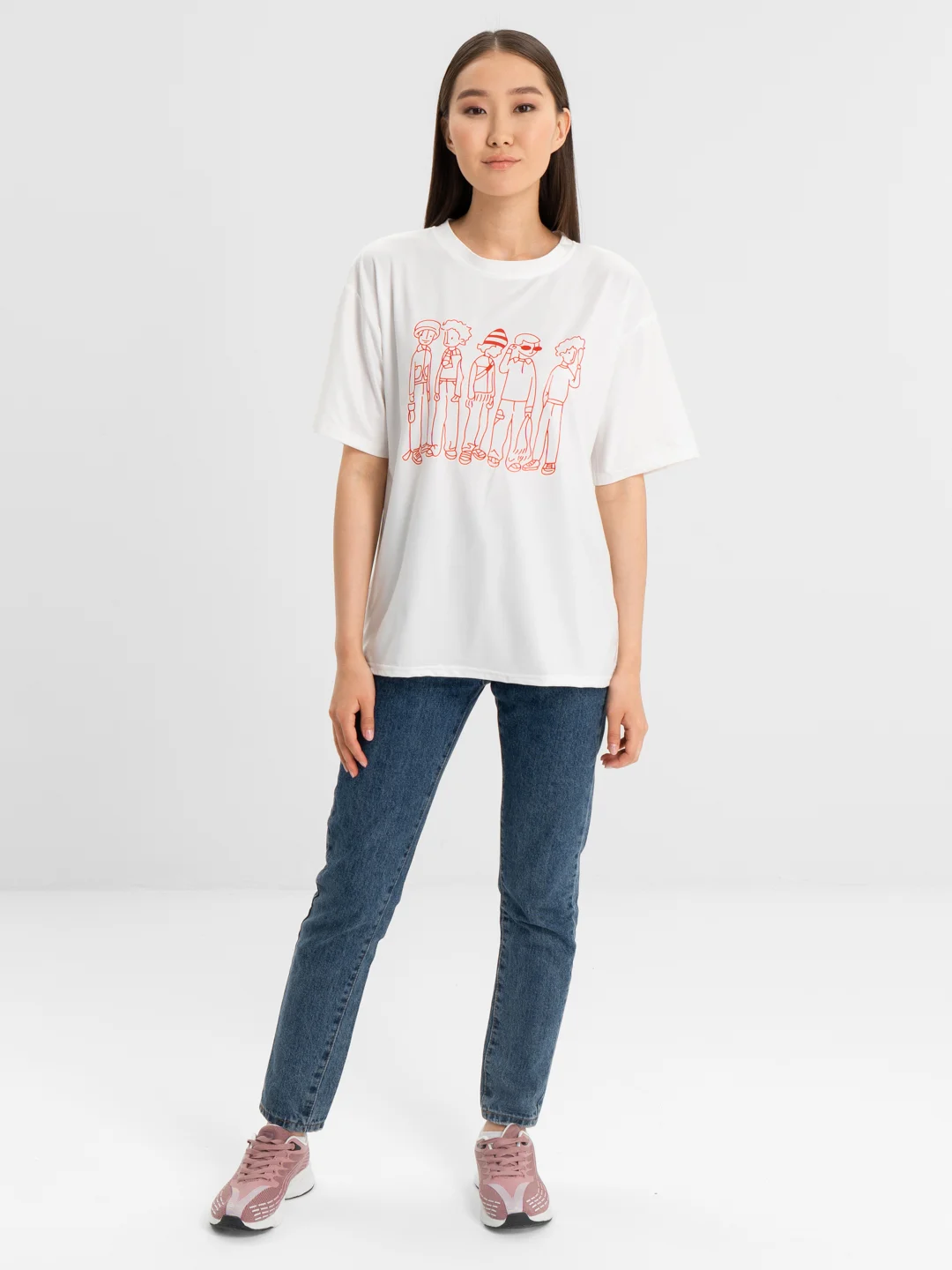 Белый футболка Oversize с принтом унисекс