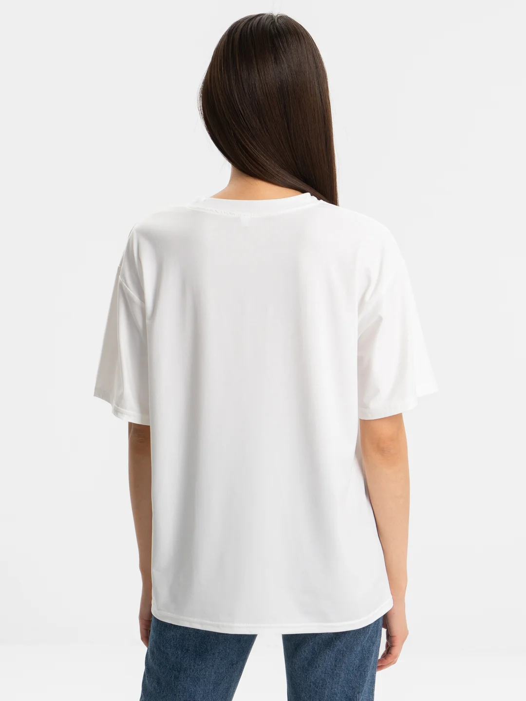 Белый футболка Oversize с принтом унисекс