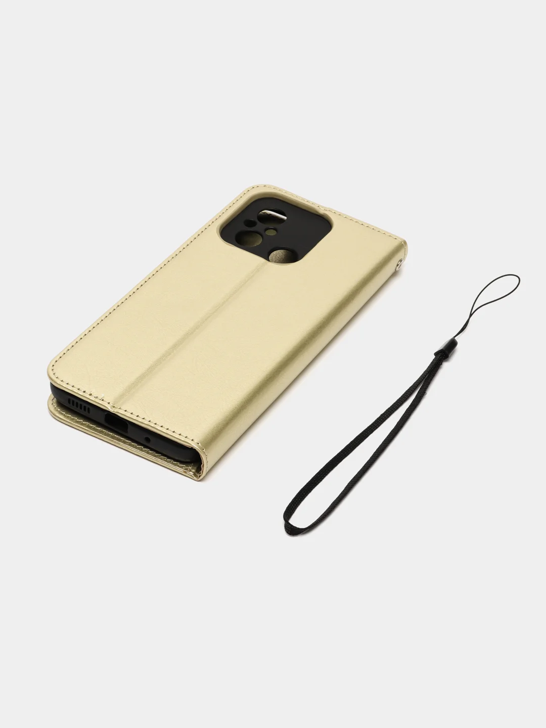 Золотой чехол-книжка с магнитной застежкой для Xiaomi Redmi 12C, Сяоми Редми 12С