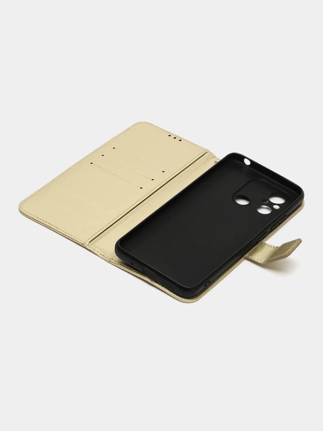 Золотой чехол-книжка с магнитной застежкой для Xiaomi Redmi 12C, Сяоми Редми 12С