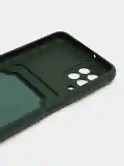 Тёмно-зелёный чехол с карманом для Samsung Galaxy A22/ M22/ M32 4G (Самсунг  A22/ M22/ M32 4 джи)