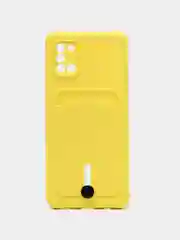 Желтый силиконовый противоударный чехол с карманом для Samsung Galaxy A31 (Самсунг А 31)
