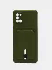 Зелёный хаки силиконовый противоударный чехол с карманом для Samsung Galaxy A31 (Самсунг А 31)
