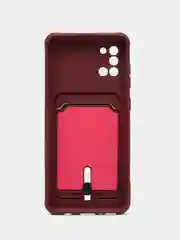 Тёмно-бордовый силиконовый противоударный чехол с карманом для Samsung Galaxy A31 (Самсунг А 31)