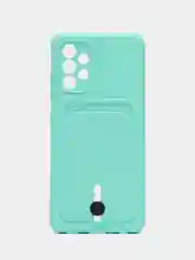Мятный силиконовый противоударный чехол для Samsung Galaxy А32 4G (Самсунг А32 4G), с карманом