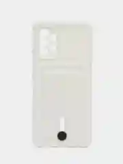 Белый силиконовый противоударный чехол для Samsung Galaxy А32 4G (Самсунг А32 4G), с карманом