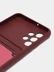 Тёмно-бордовый силиконовый противоударный чехол для Samsung Galaxy А32 4G (Самсунг А32 4G), с карманом
