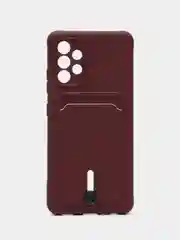 Тёмно-бордовый силиконовый противоударный чехол для Samsung Galaxy А32 4G (Самсунг А32 4G), с карманом