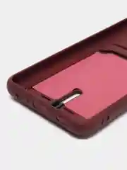 Тёмно-бордовый силиконовый противоударный чехол для Samsung Galaxy А32 4G (Самсунг А32 4G), с карманом