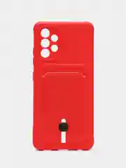 Красный силиконовый противоударный чехол для Samsung Galaxy А32 4G (Самсунг А32 4G), с карманом
