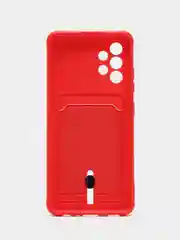 Красный силиконовый противоударный чехол для Samsung Galaxy А32 4G (Самсунг А32 4G), с карманом