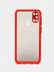 Алый samsung Galaxy M21 / M30s, Галакси М21, М30с чехол матовый силиконовый с цветными кнопками